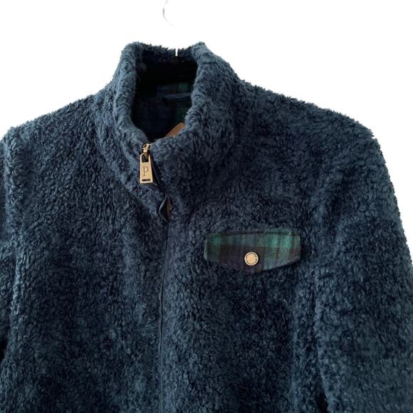 Pendleton Navy Sherpa Zip-Up Fleece Jacket with Stand Collar – Size S - Picture 4 of 8